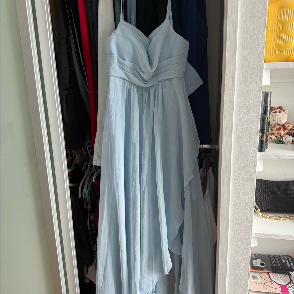 Amazon Blue High Low Sweetheart Neckline Dress